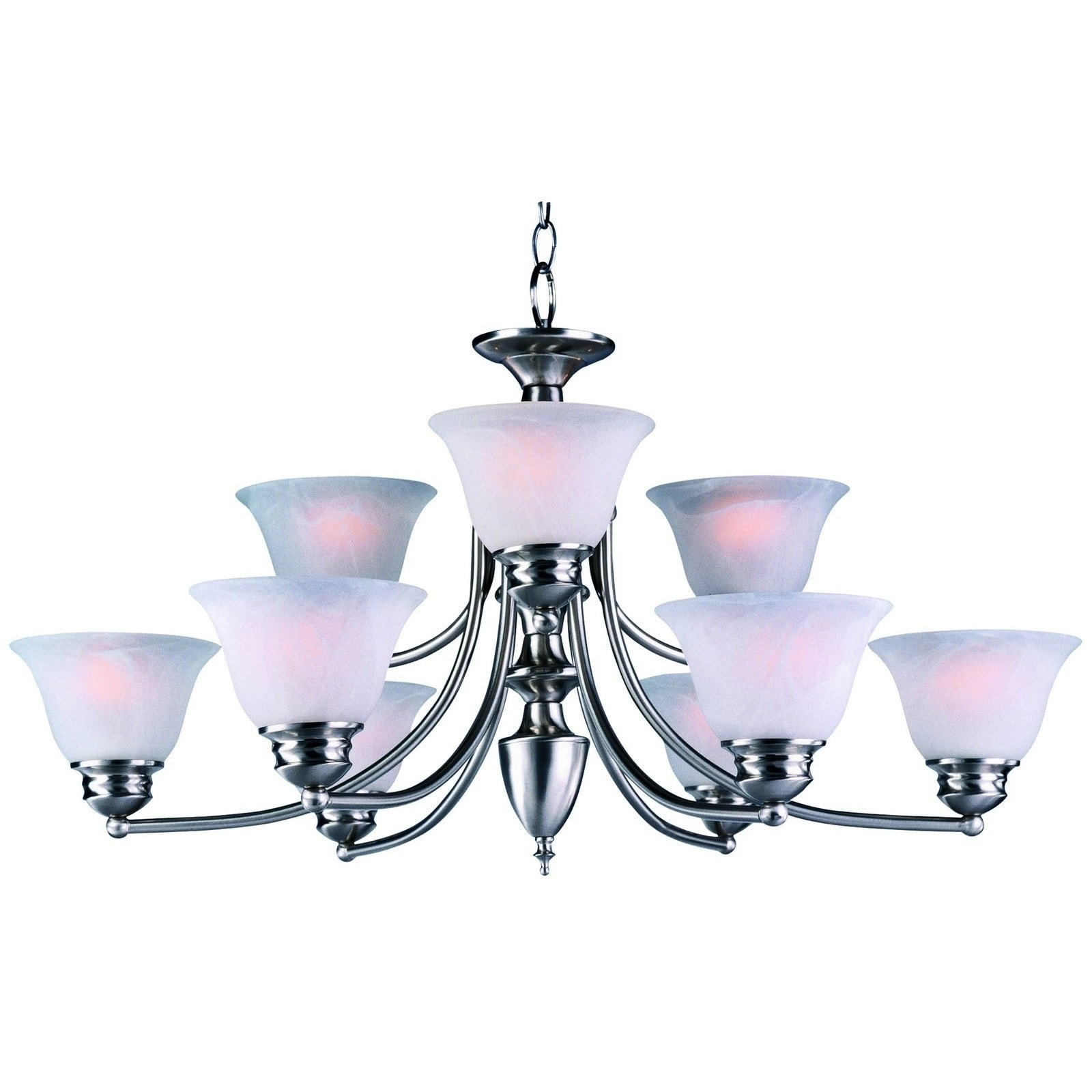 Maxim Malaga Nickel 9-light Multi Tier Chandelier (Malaga 9-Light Chandelier) - Chandeliers For Bedrooms by Overstock.com
