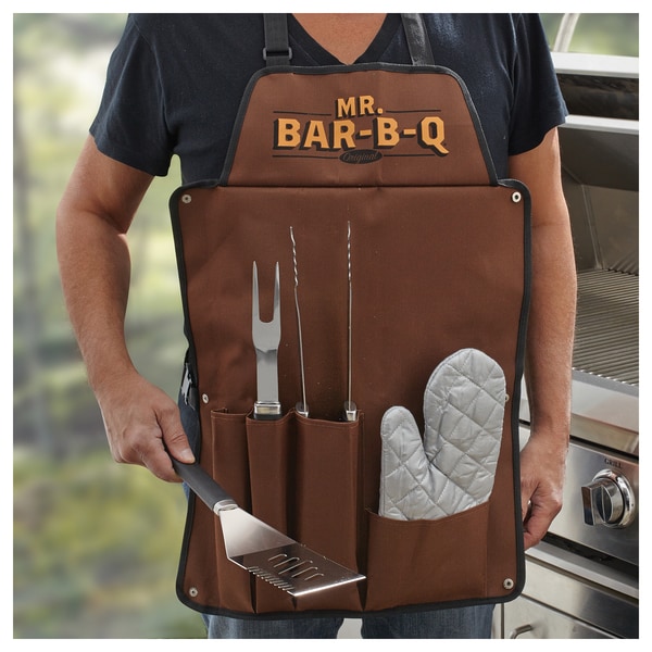 Mr. Bar.B.Q Stainless Steel Grill Tool Set w Apron