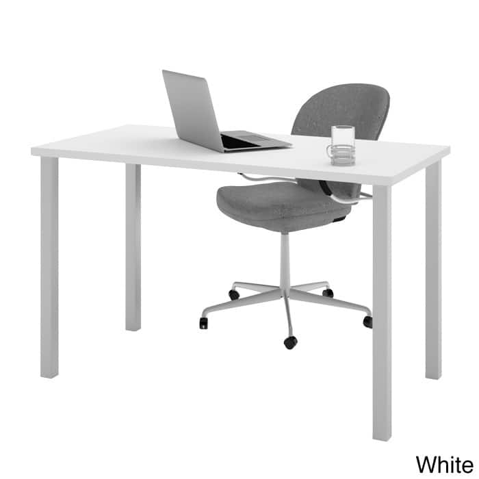 Bestar Square Metal Leg Work Table - White