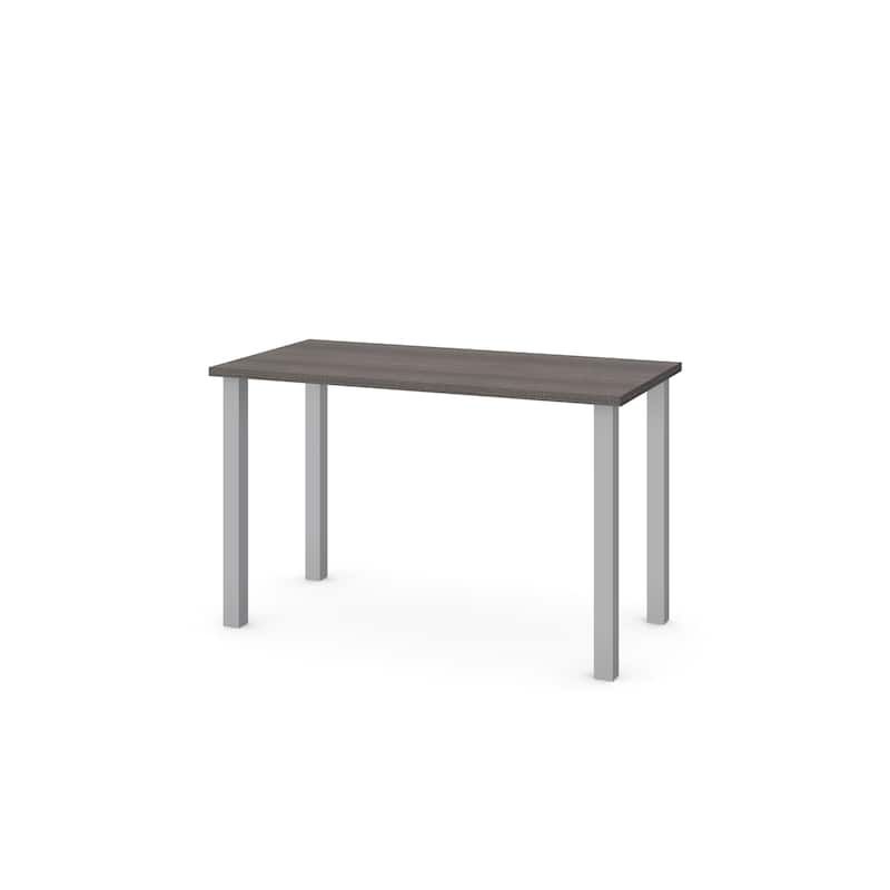 Bestar Square Metal Leg Work Table - Bark Gray