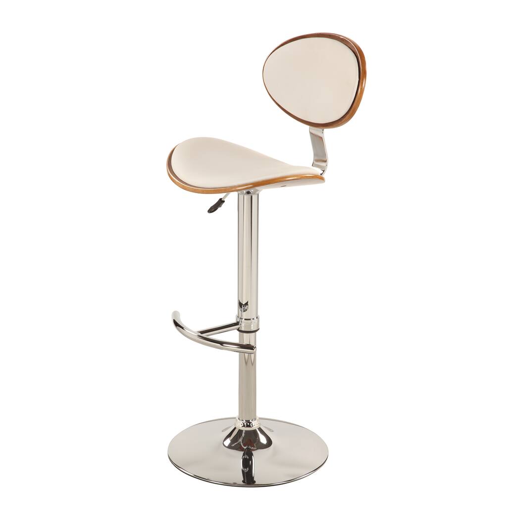 Somette White Stool with Wood Border