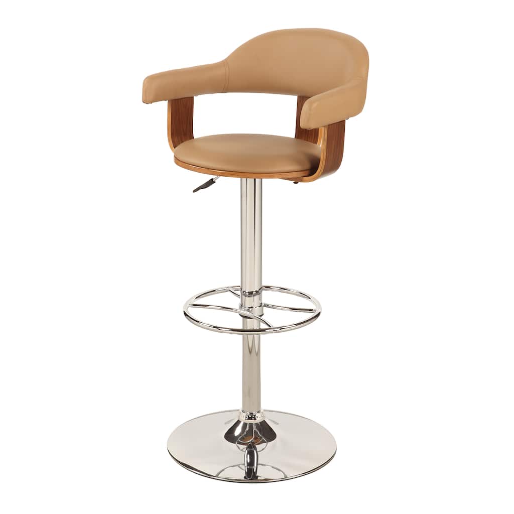 Somette Walnut Upholstered Back Pneumatic Swivel Stool