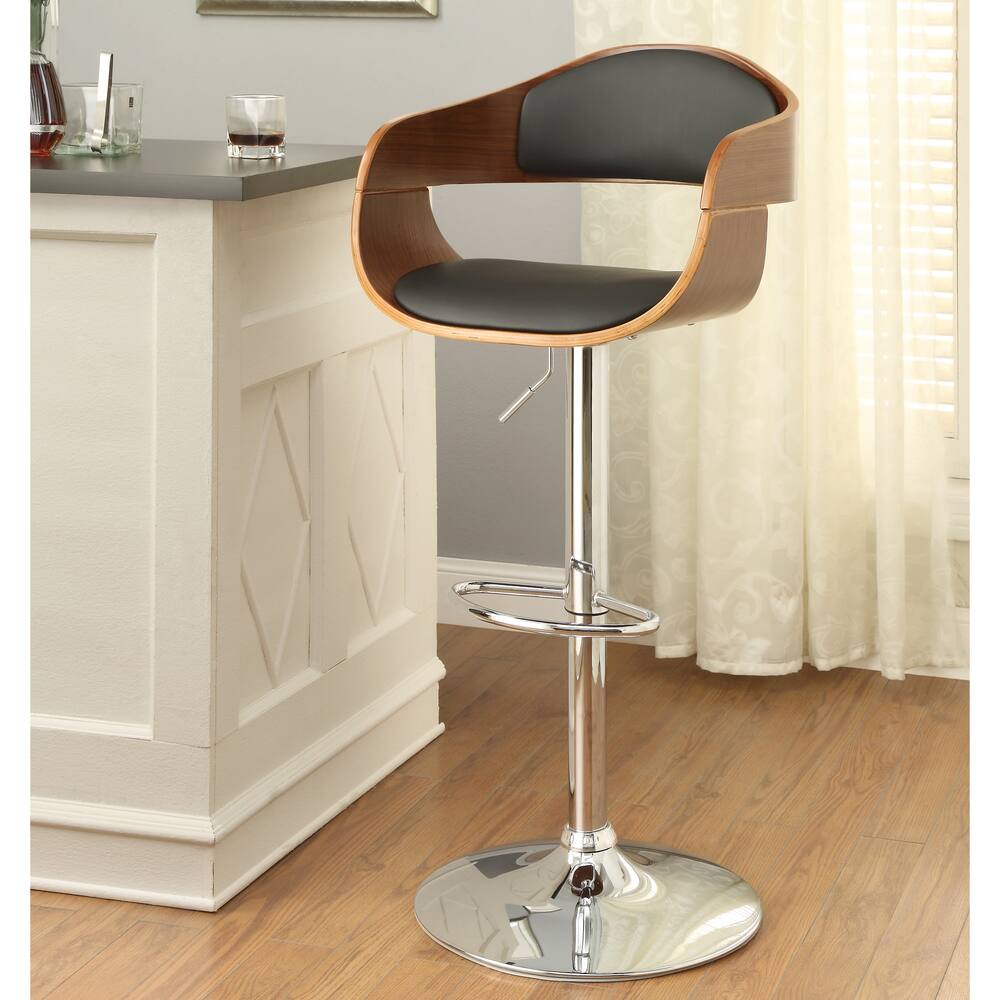 Furniture of America Celn Modern Brown Faux Leather Swivel Barstool
