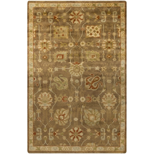 Hand-Knotted Caitlin Floral New Zealand Wool Area Rug - 5'6" x 8'6"