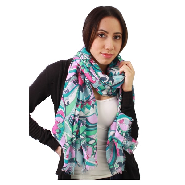 Le Nom Womens Groovy Paisley Eyelash Scarf