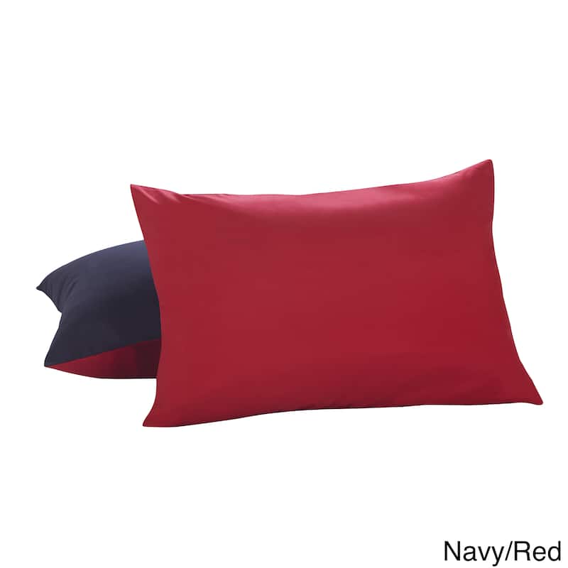 Lux Hotel Reversible Shams (Set of 2) - Navy/Red