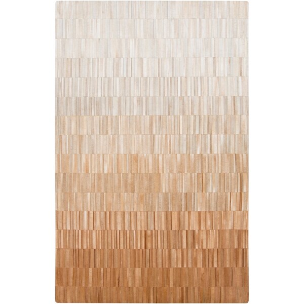 Handmade Ricardo Stripe Pattern Leather Area Rug - 5' x 8'