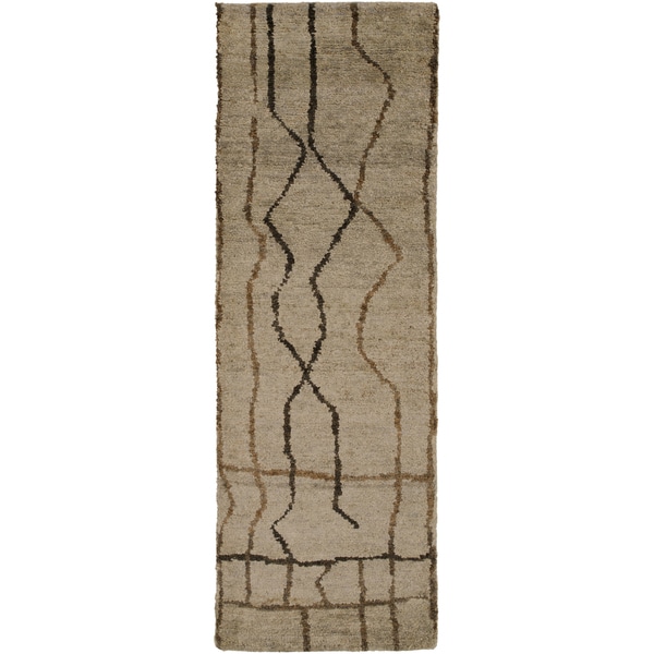 HandKnotted Ross Abstract Pattern Hemp Area Rug (2'6 x 8') Free