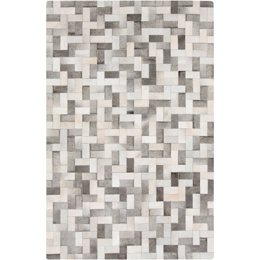 Handmade Phillip Check Pattern Leather Area Rug - 2' x 3'