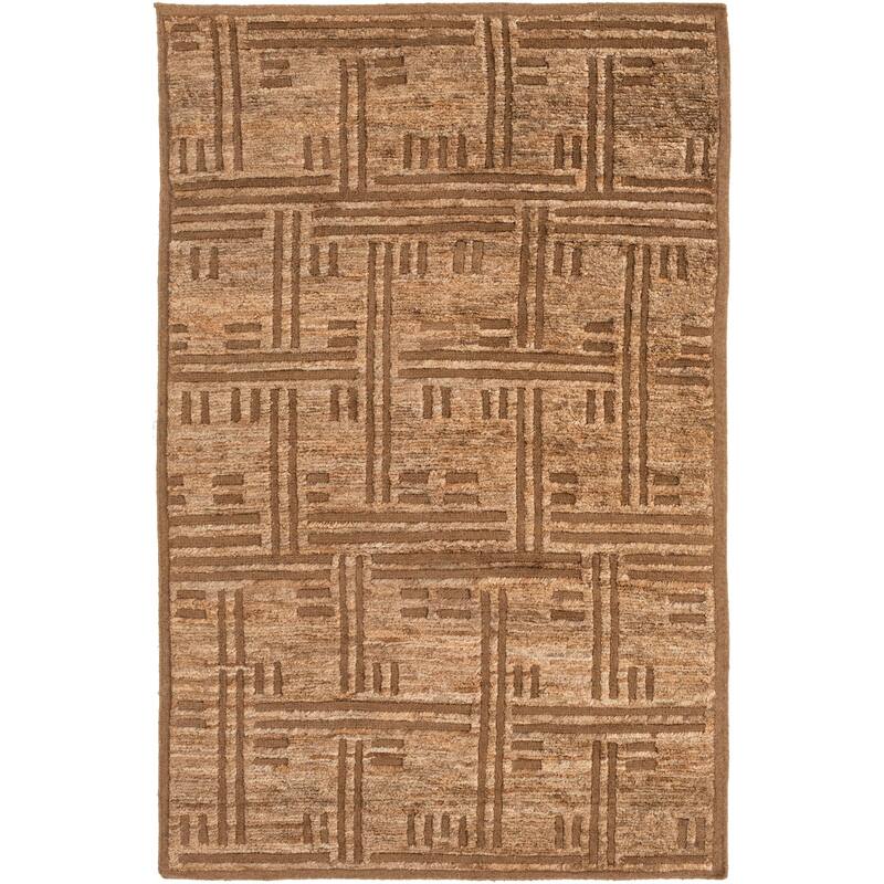 Hand-Knotted Maurice Geometric Pattern Jute Area Rug
