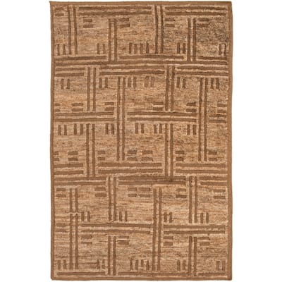 Hand-Knotted Maurice Geometric Pattern Jute Area Rug
