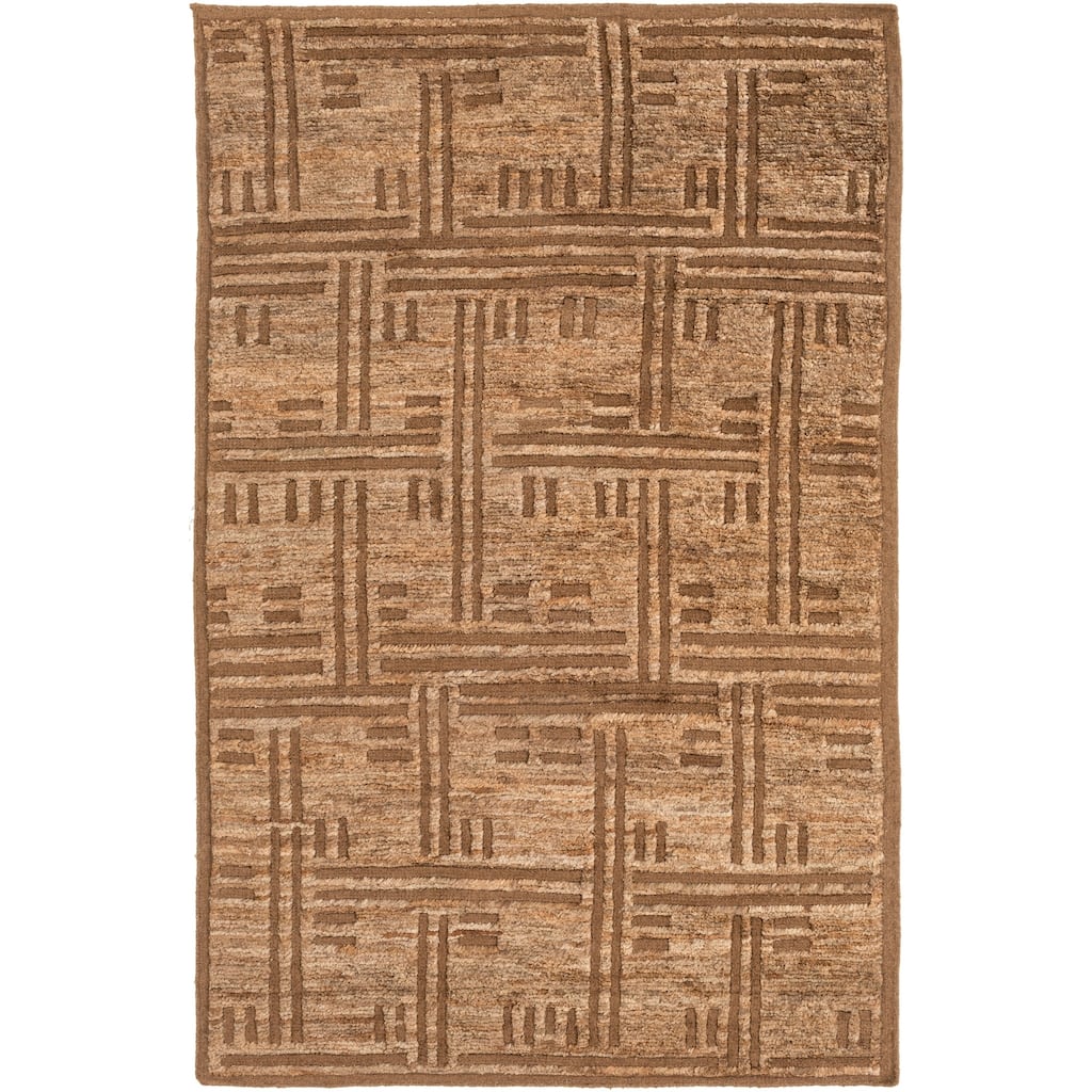 Hand-Knotted Maurice Geometric Pattern Jute Area Rug