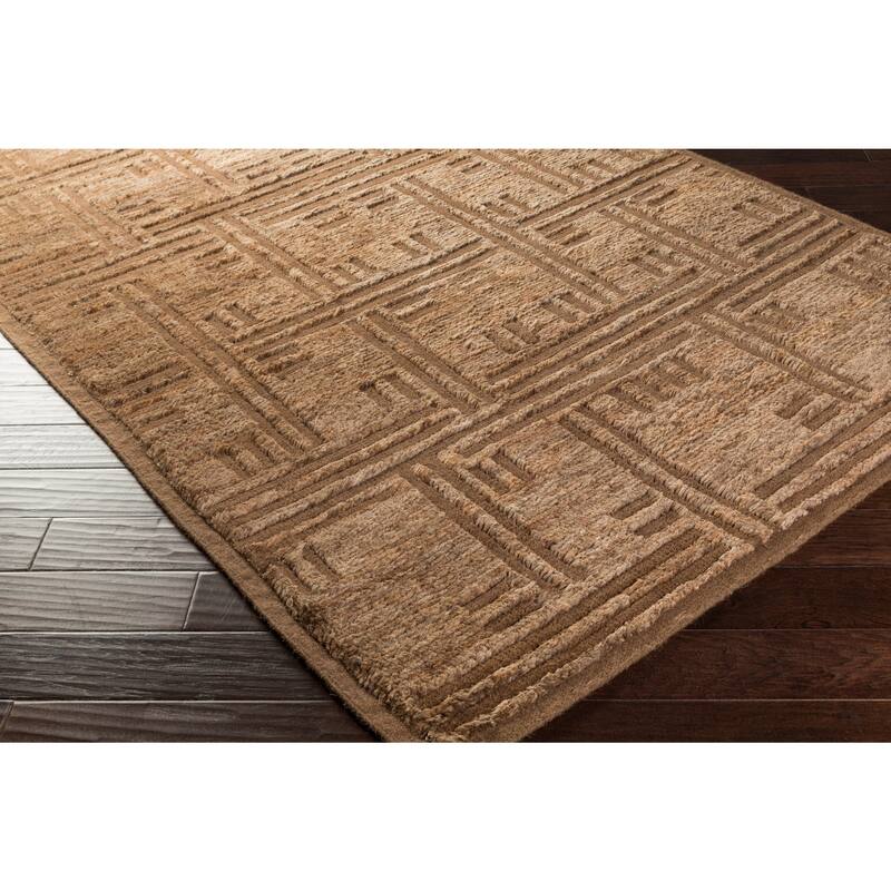 Hand-Knotted Maurice Geometric Pattern Jute Area Rug
