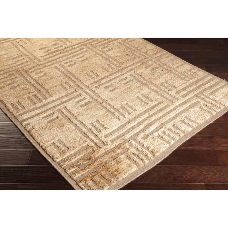 Hand-Knotted Maurice Geometric Pattern Jute Area Rug