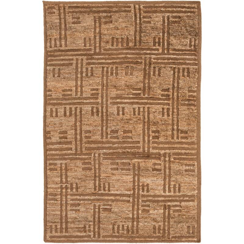 Hand-Knotted Maurice Geometric Pattern Jute Area Rug - 8' x 11' - Chocolate