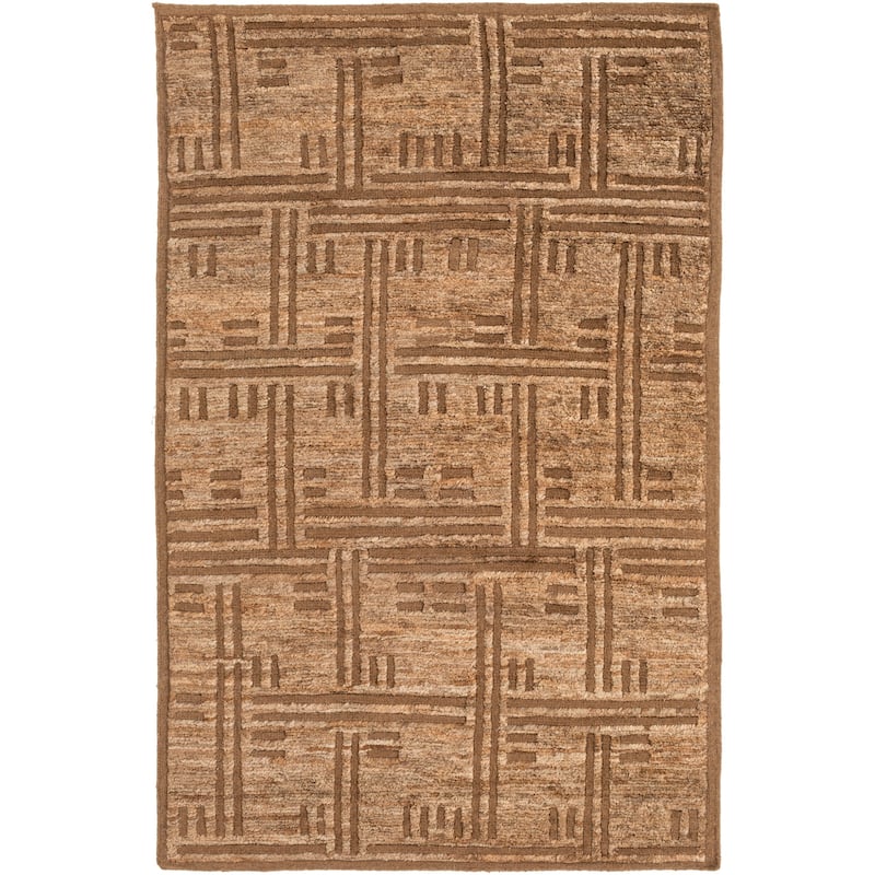 Hand-Knotted Maurice Geometric Pattern Jute Area Rug