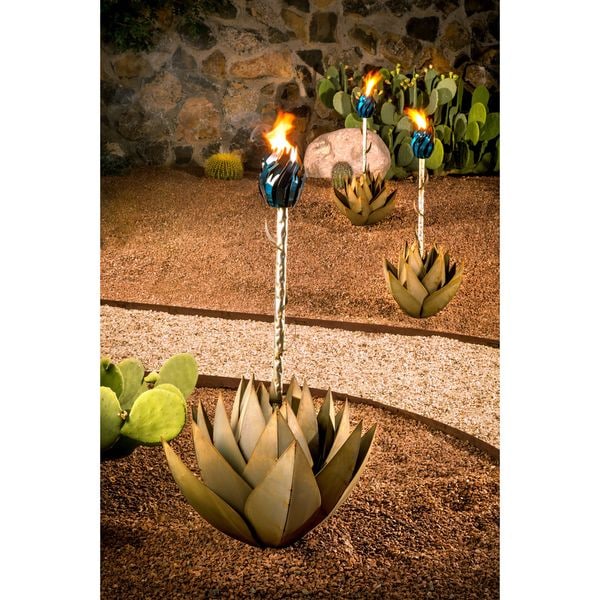 Desert Steel Small Blue Agave with Torch