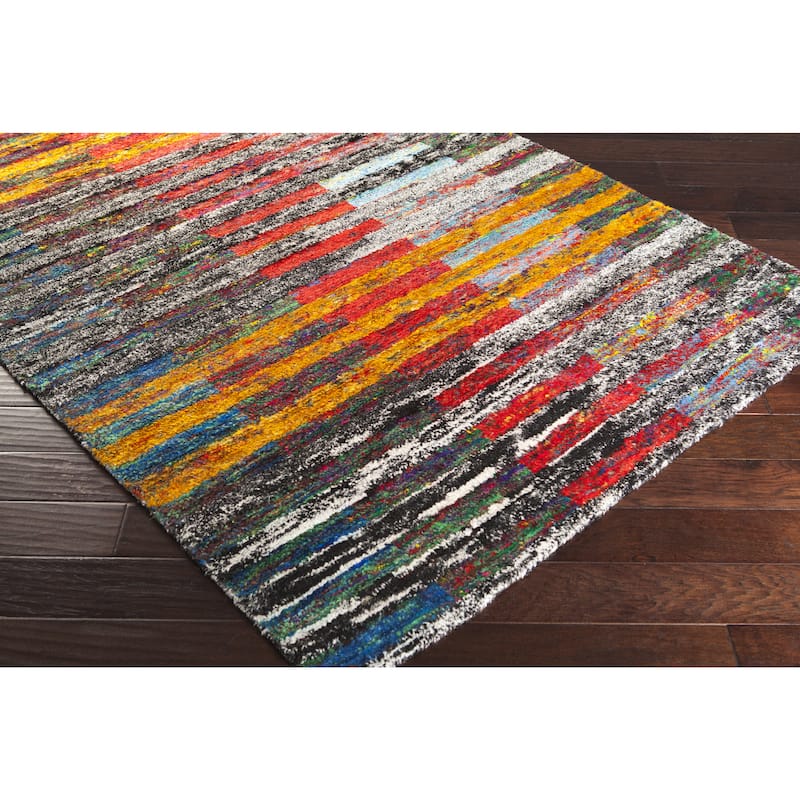 Hand-Knotted Demarcus Stripe Pattern Cotton Area Rug - 2' x 3' - 2' x 3'