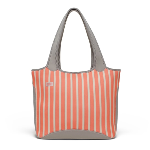 Built Hobo Neon Stripe Coral Shoulder Lunch Tote