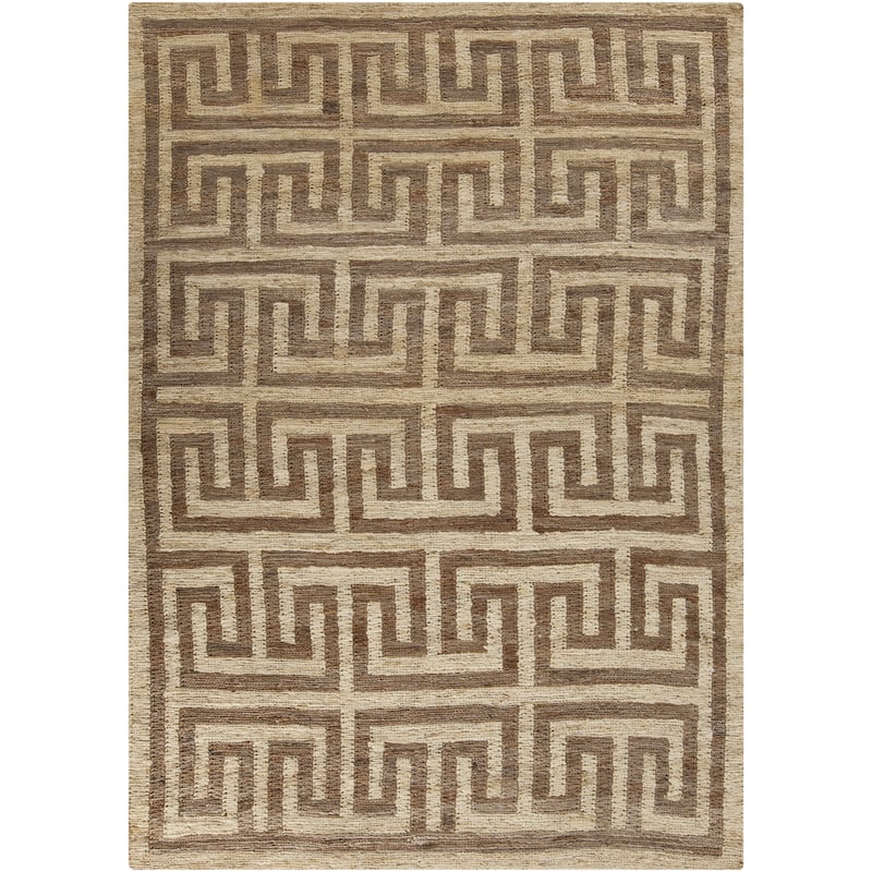 Hand-Woven Gilberto Geometric Pattern Jute Area Rug