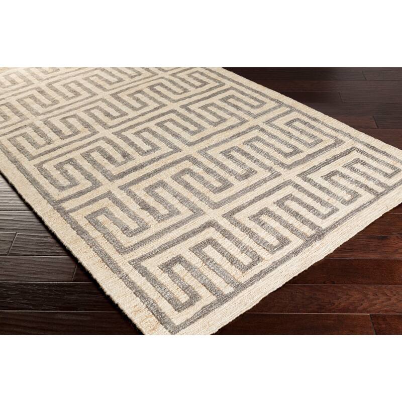 Hand-Woven Gilberto Geometric Pattern Jute Area Rug