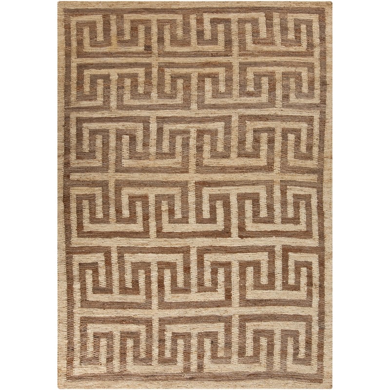 Hand-Woven Gilberto Geometric Pattern Jute Area Rug