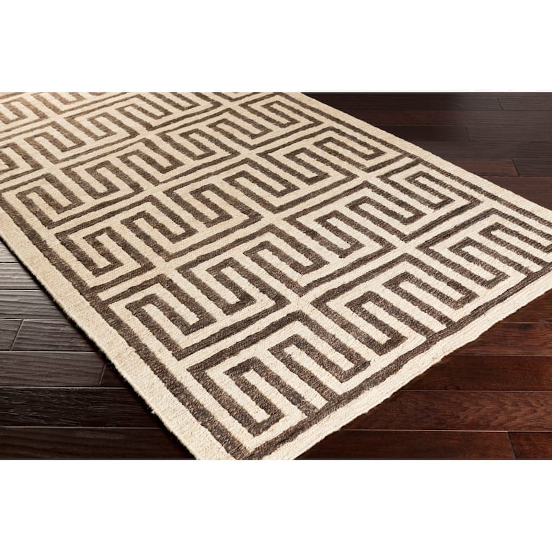 Hand-Woven Gilberto Geometric Pattern Jute Area Rug