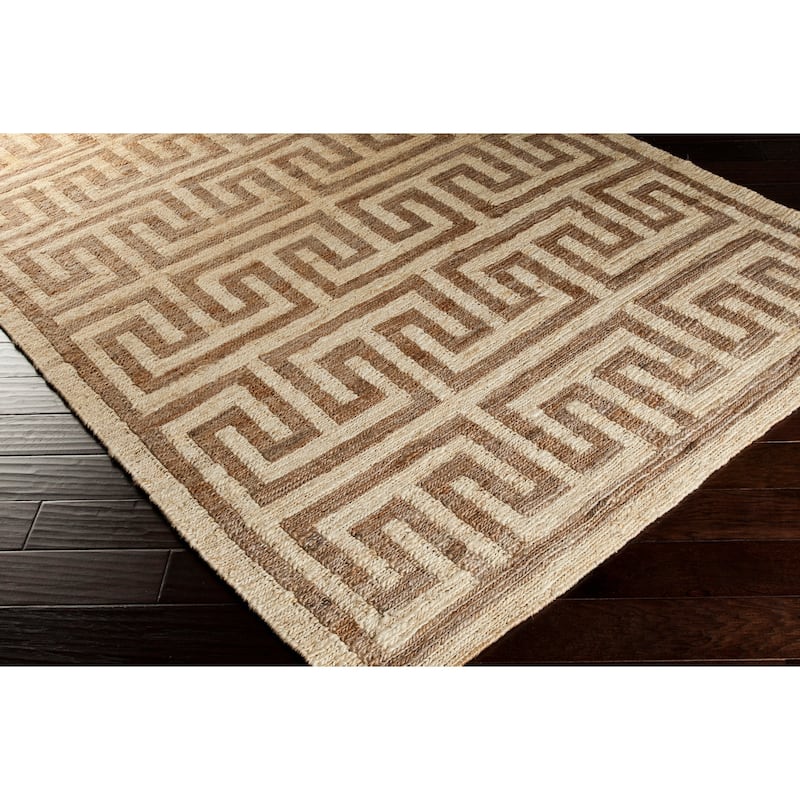 Hand-Woven Gilberto Geometric Pattern Jute Area Rug