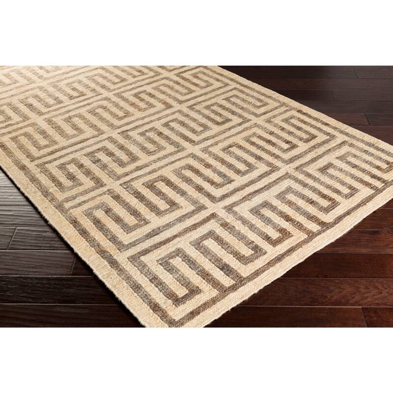 Hand-Woven Gilberto Geometric Pattern Jute Area Rug