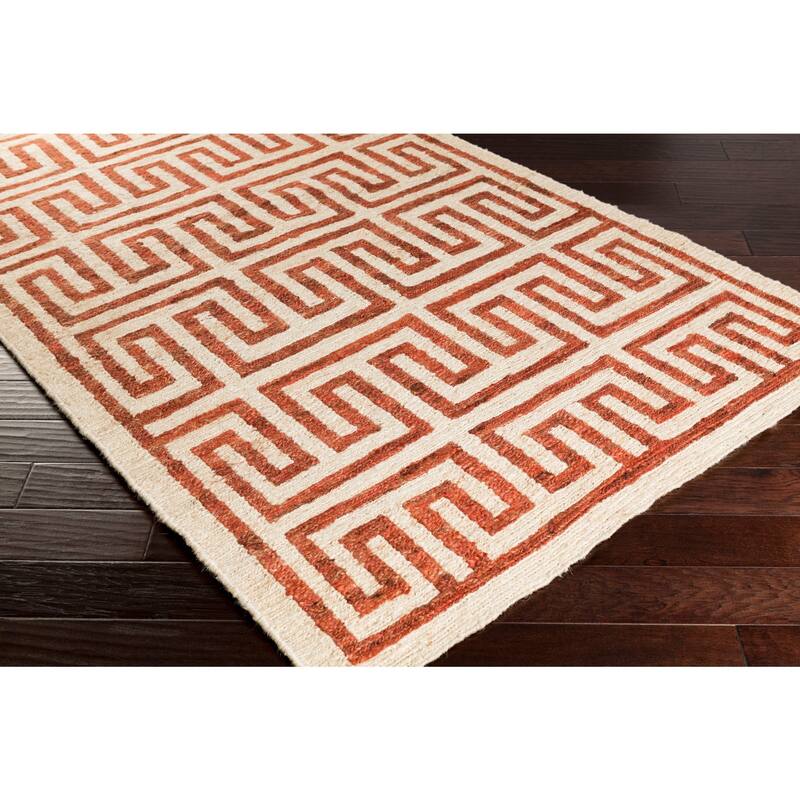 Hand-Woven Gilberto Geometric Pattern Jute Area Rug
