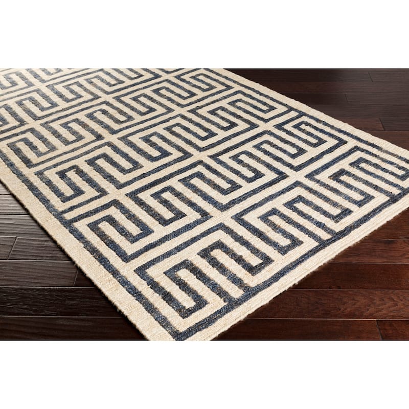 Hand-Woven Gilberto Geometric Pattern Jute Area Rug
