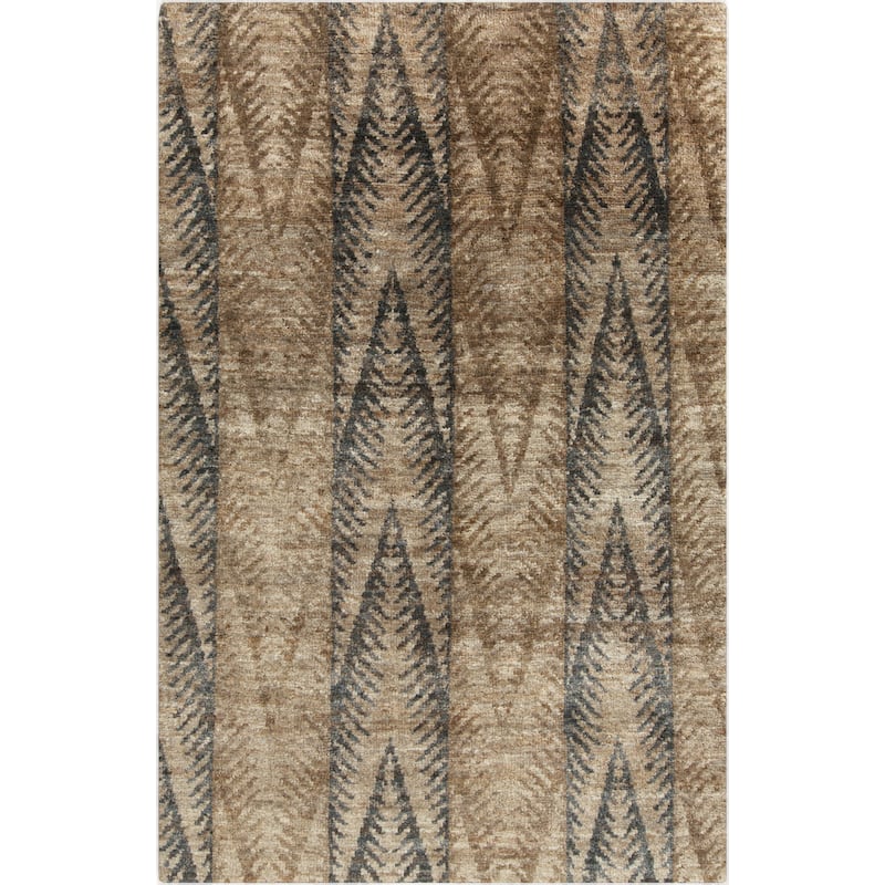 Hand-Knotted Nell Ikat Pattern Hemp Area Rug - 5' x 8' - 5' x 8' - 5' x 8' - Brown
