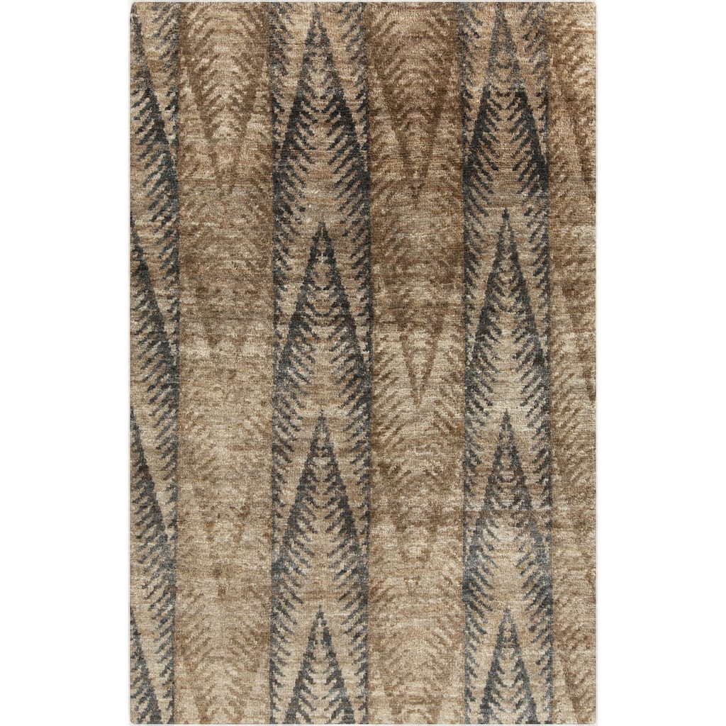 Hand-Knotted Nell Ikat Pattern Hemp Area Rug - 5' x 8' - 5' x 8'