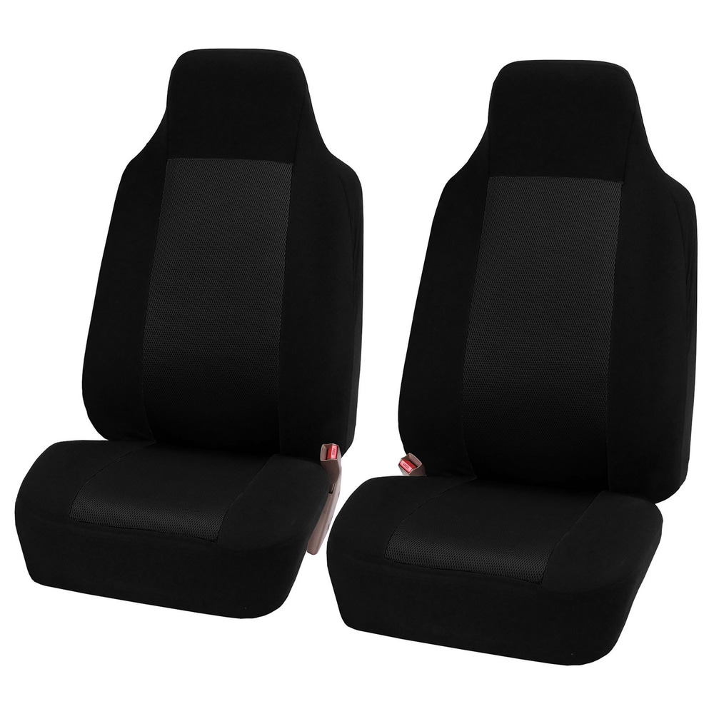 FH Group Black Fabric Universal Front Bucket Seat Covers (Set of 2) (Black)