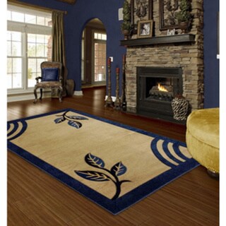 LYKE Home Isabela Blue/ Beige Area Rug (5' x 8') - 5' x 8'