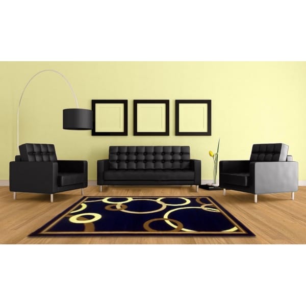 LYKE Home Audrey Black/ Beige Area Rug