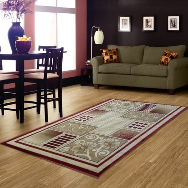 LYKE Home McKayla Red/ Beige Area Rug (5' x 8')