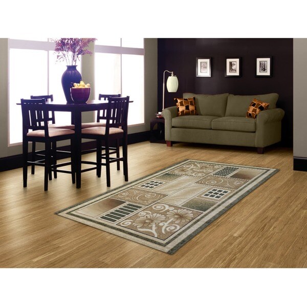 LYKE Home McKayla Green/ Beige Area Rug (5' x 8')
