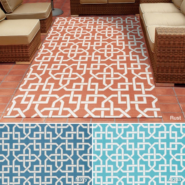 Rug Squared Palmetto Geometric Indoor/Outdoor Area Rug (5'3 x 7'5)