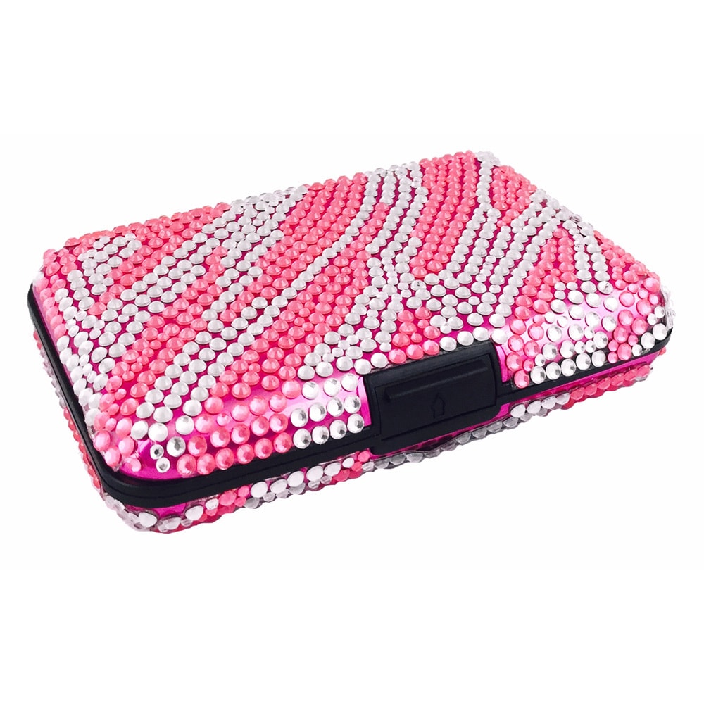 As Seen On TV Pink Zebra Jeweled Aluminum Wallet   17071632