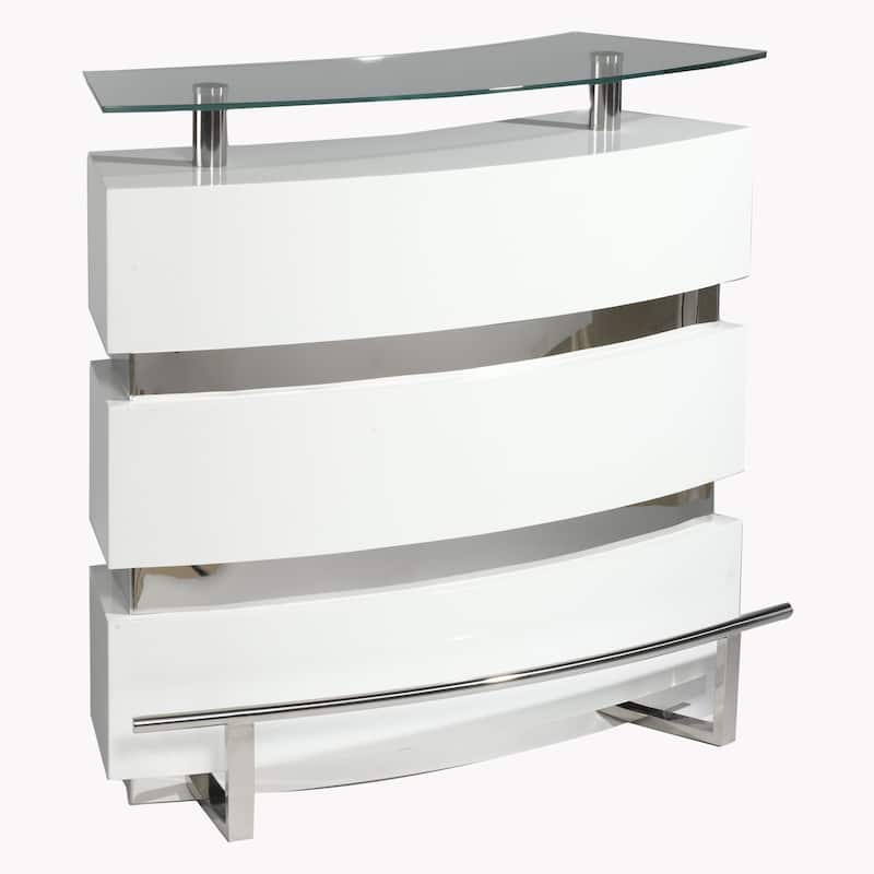 Somette Xandra White Bar - 21.26"W x 47.24"D x 42.01H