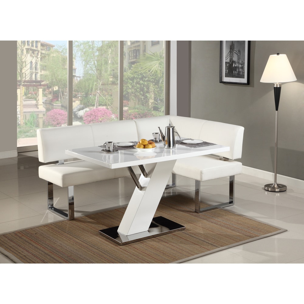Somette  Leah Gloss White/Chrome Dining Table - 51.18 x 31.5 x 29.72 (Leah Dining Table)