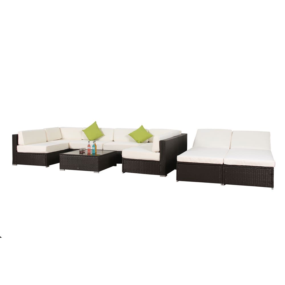 BroyerK 9 piece Outdoor Rattan Patio Lounge Furniture Set