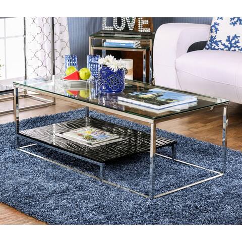 Furniture of America Deitie Modern 48-inch 1-shelf Chrome Coffee Table