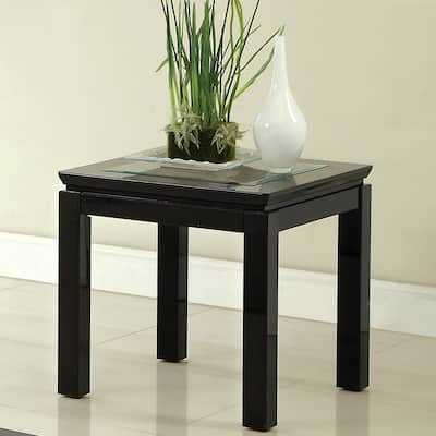 Dia Contemporary 22-inch Glass Insert Glossy Square Side Table by Furniture of America