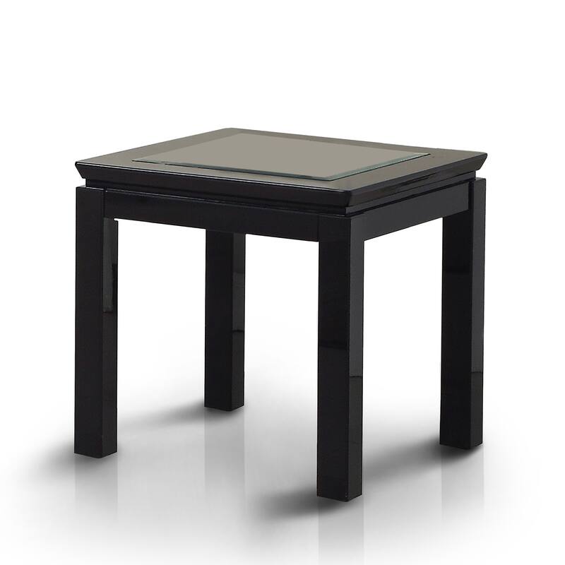 Dia Contemporary 22-inch Glass Insert Glossy Square Side Table by Furniture of America