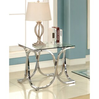 Artenia Modern Chrome 24-inch Glass Top Side Table by Furniture of America