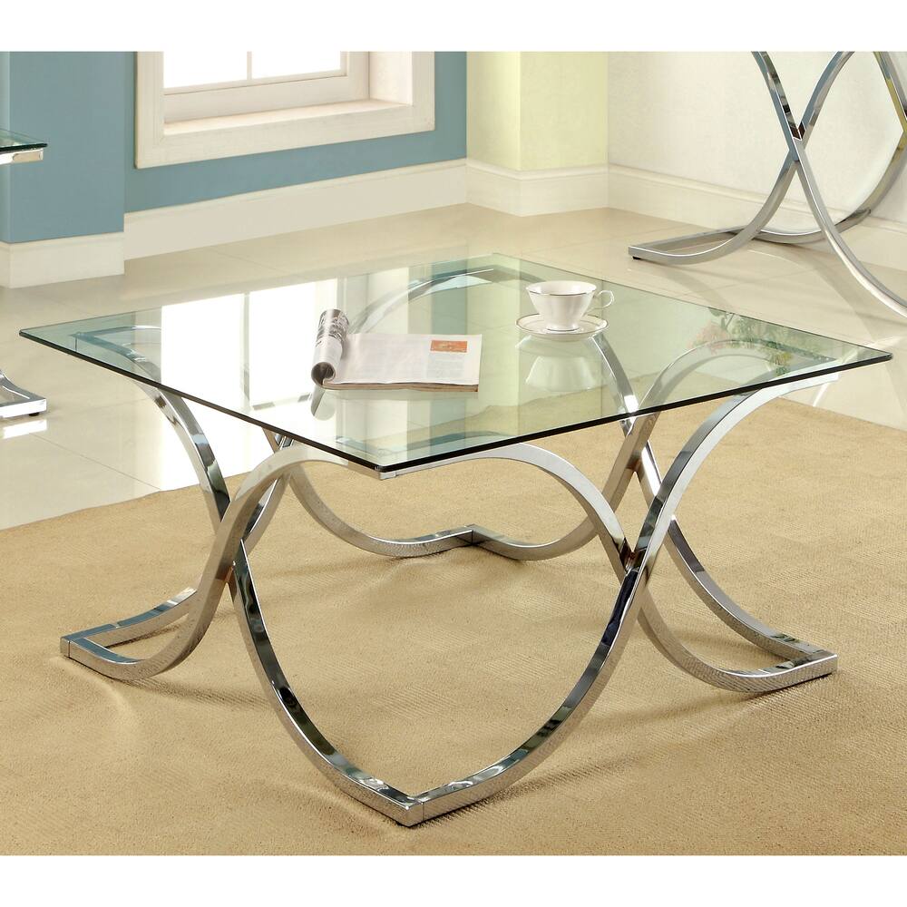 Furniture of America Artenia Modern 36-inch Chrome Coffee Table