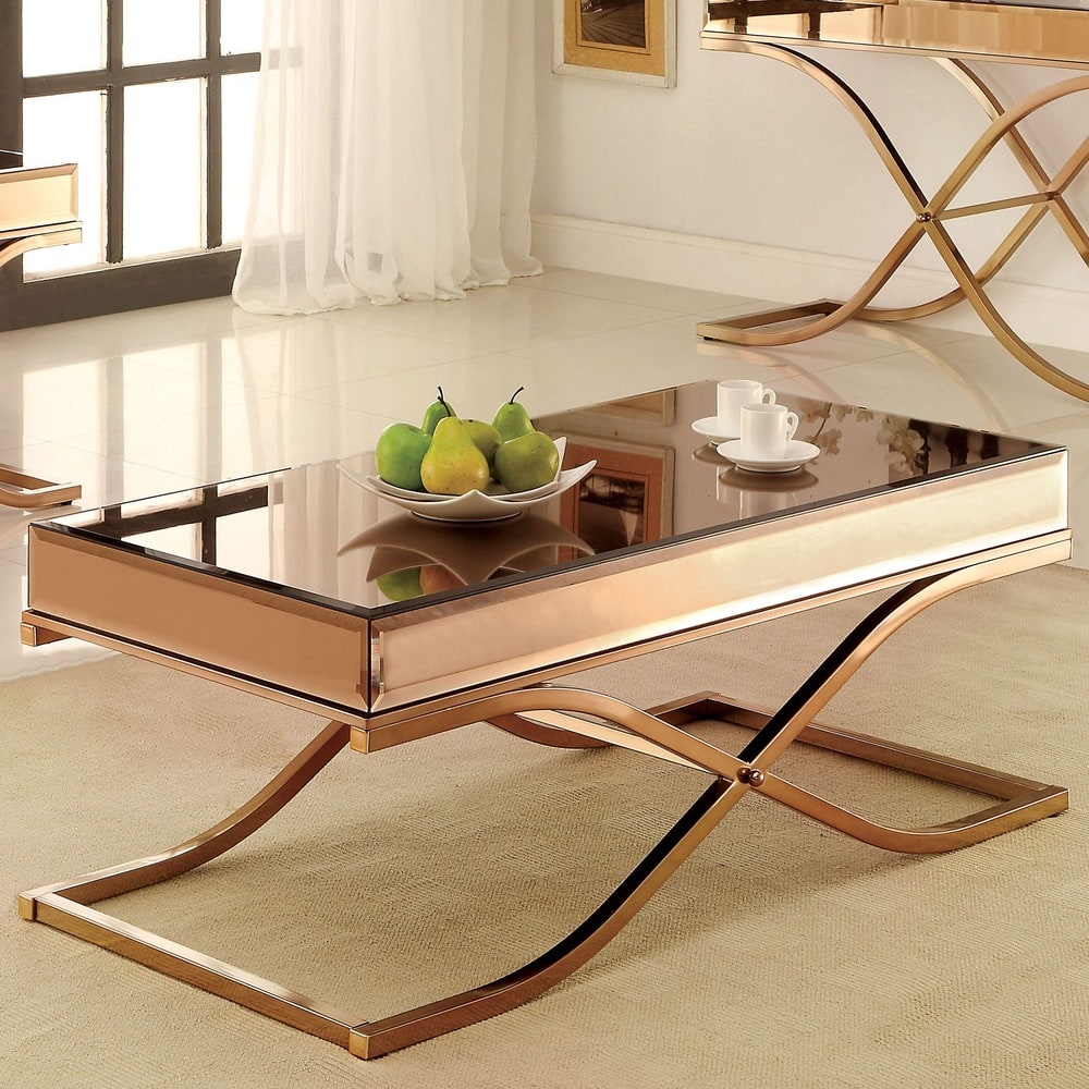 Laja Contemporary Gold 48-inch Metal Coffee Table by Furniture of America