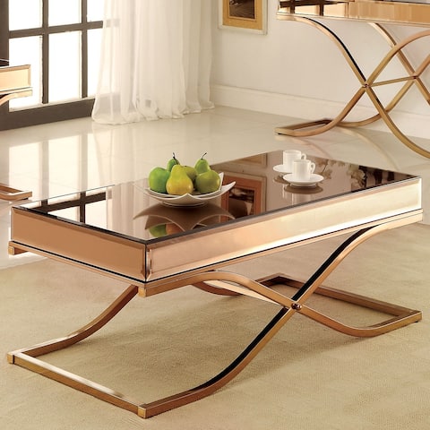 Furniture of America Laja Contemporary Gold Metal 48-inch Coffee Table